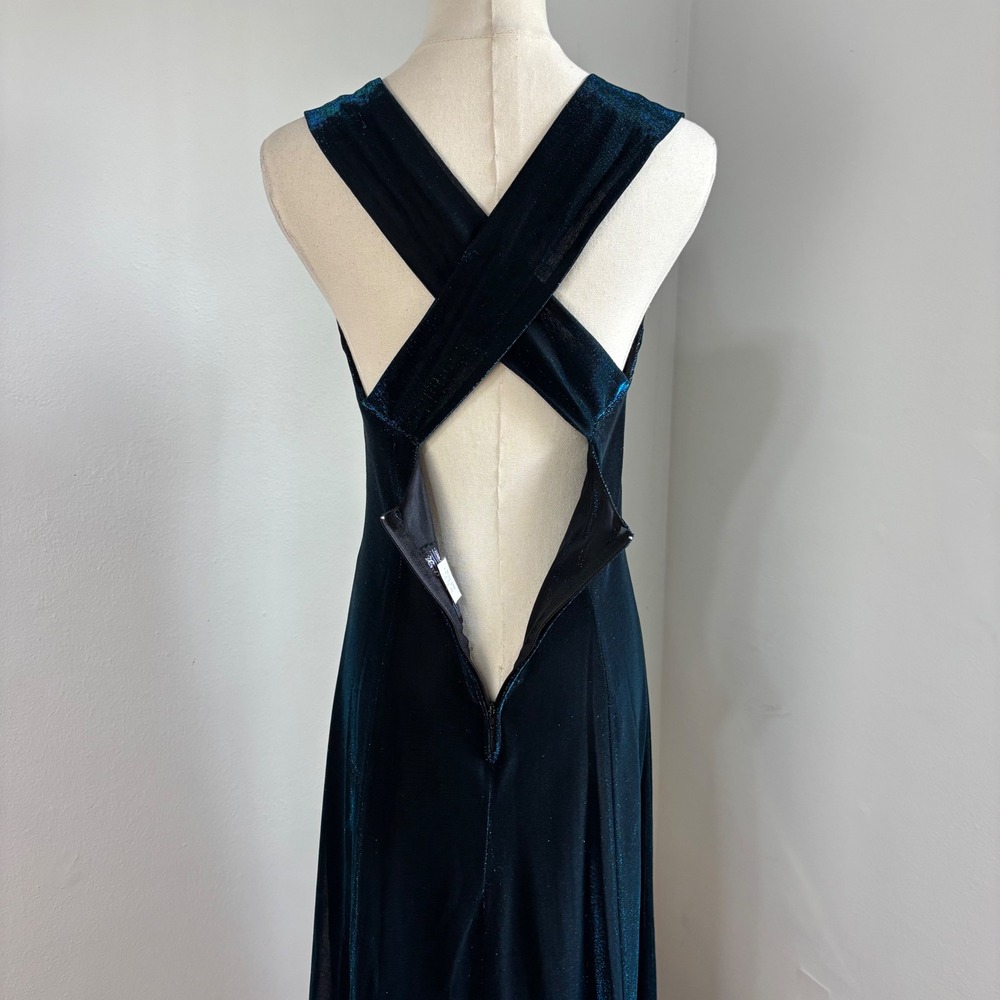 Formal‎ 90s Y2K Mesh Evening Dress Prom Iridescent Grunge Dark Romance Women S/M - Picture 6 of 16